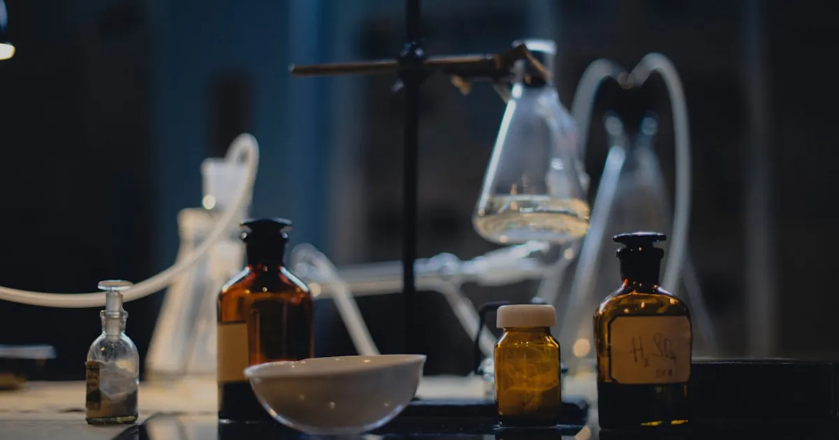 A laboratory with various chemistry equipment.